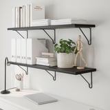 BERGSHULT / FÖRLÄGGARE Wall shelf, brown-black/black, 120x30 cm