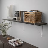 BERGSHULT / PERSHULT Wall shelf, brown-black/white, 120x20 cm