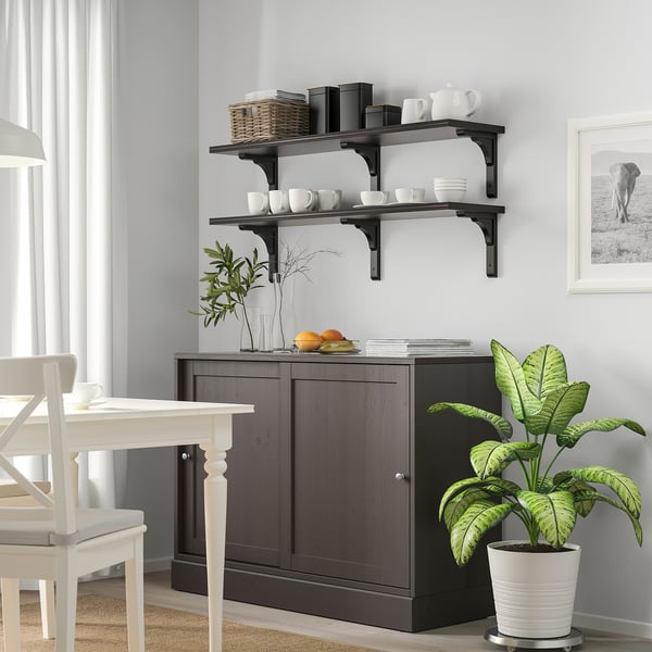 BERGSHULT / RAMSHULT Wall shelf combination, brown-black, 120x30 cm