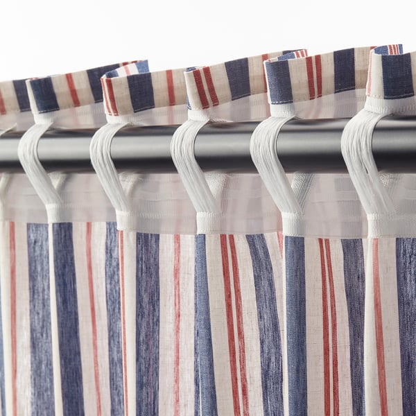 Bergskrabba Curtains 1 Pair Blue Red Striped Ikea