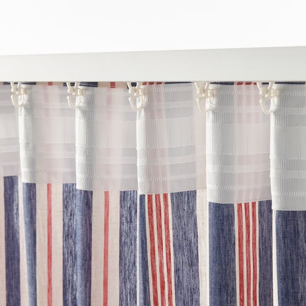 Bergskrabba Curtains 1 Pair Blue Red Striped Ikea