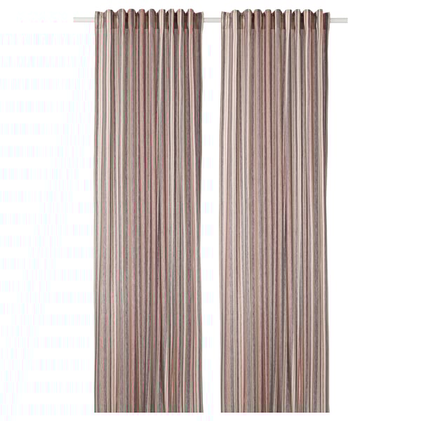 Bergskrabba Curtains 1 Pair Grey Red Striped Ikea