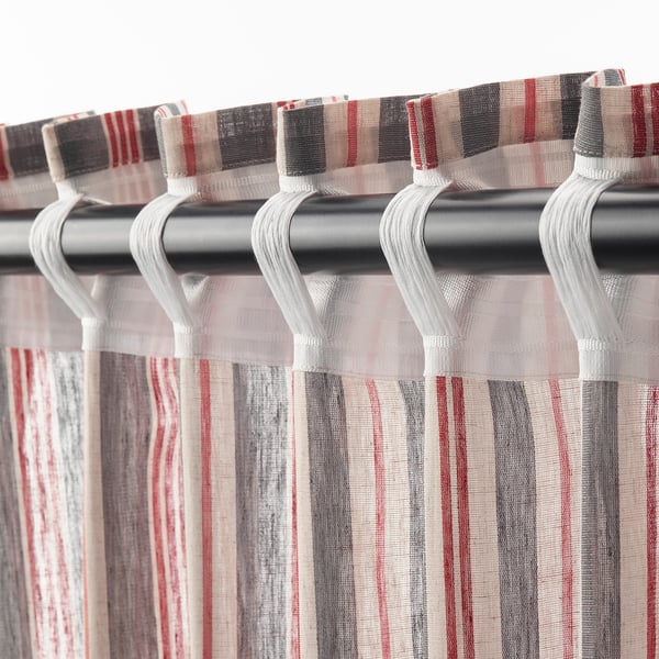 Bergskrabba Curtains 1 Pair Grey Red Striped Ikea