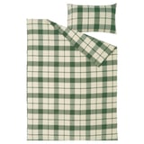 BESKSÖTEMAL Duvet cover and pillowcase, green/check, 150x200/50x80 cm