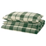 BESKSÖTEMAL Duvet cover and pillowcase, green/check, 150x200/50x80 cm