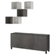 BESTÅ / EKET TV/storage combination, black-brown Kallviken/Stubbarp/dark grey concrete effect, 180x42x220 cm