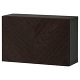 BESTÅ Shelf unit with door, black-brown Hedeviken/dark brown stained oak veneer, 60x22x38 cm