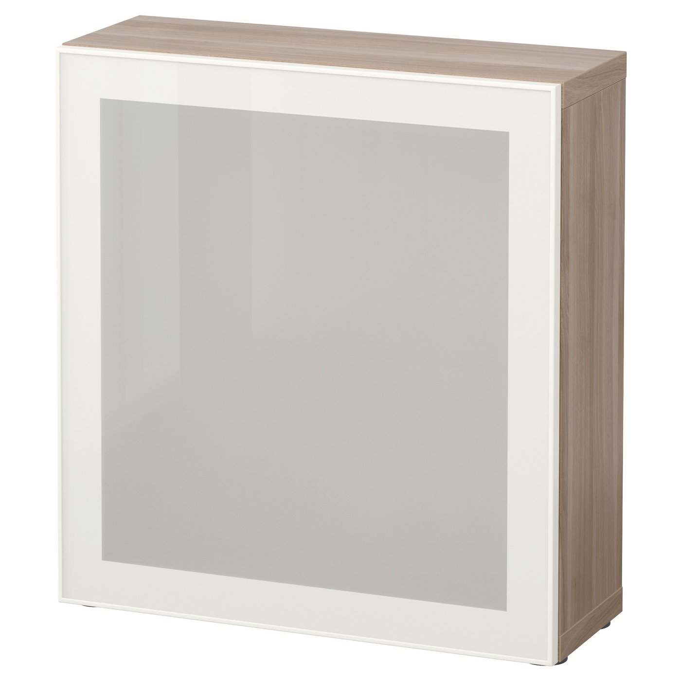 BESTÅ Shelf unit with glass door - grey stained walnut ...
