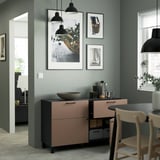 BESTÅ Storage combination w doors/drawers, black-brown/Lappviken/Stubbarp light grey-brown, 120x42x74 cm
