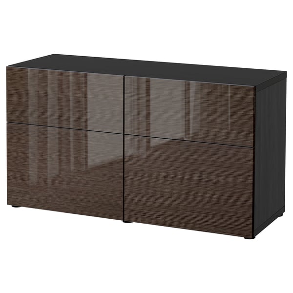 Besta Storage Combination W Doors Drawers Black Brown Selsviken