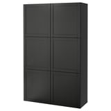 BESTÅ Storage combination with doors, black-brown/Hanviken black-brown, 120x42x193 cm