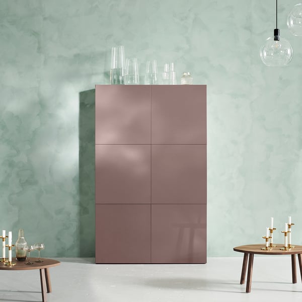 BESTÅ Storage combination with doors, black-brown/Hjortviken brown, 120x42x193 cm