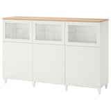 BESTÅ Storage combination with doors, white/Sutterviken/Kabbarp white clear glass, 180x42x114 cm