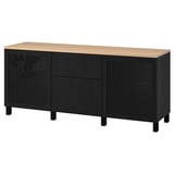 BESTÅ Storage combination with drawers, Sindvik black/Lappviken/Stubbarp black-brown, 180x42x76 cm