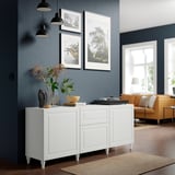 BESTÅ Storage combination with drawers, white/Smeviken/Kabbarp white, 180x42x74 cm