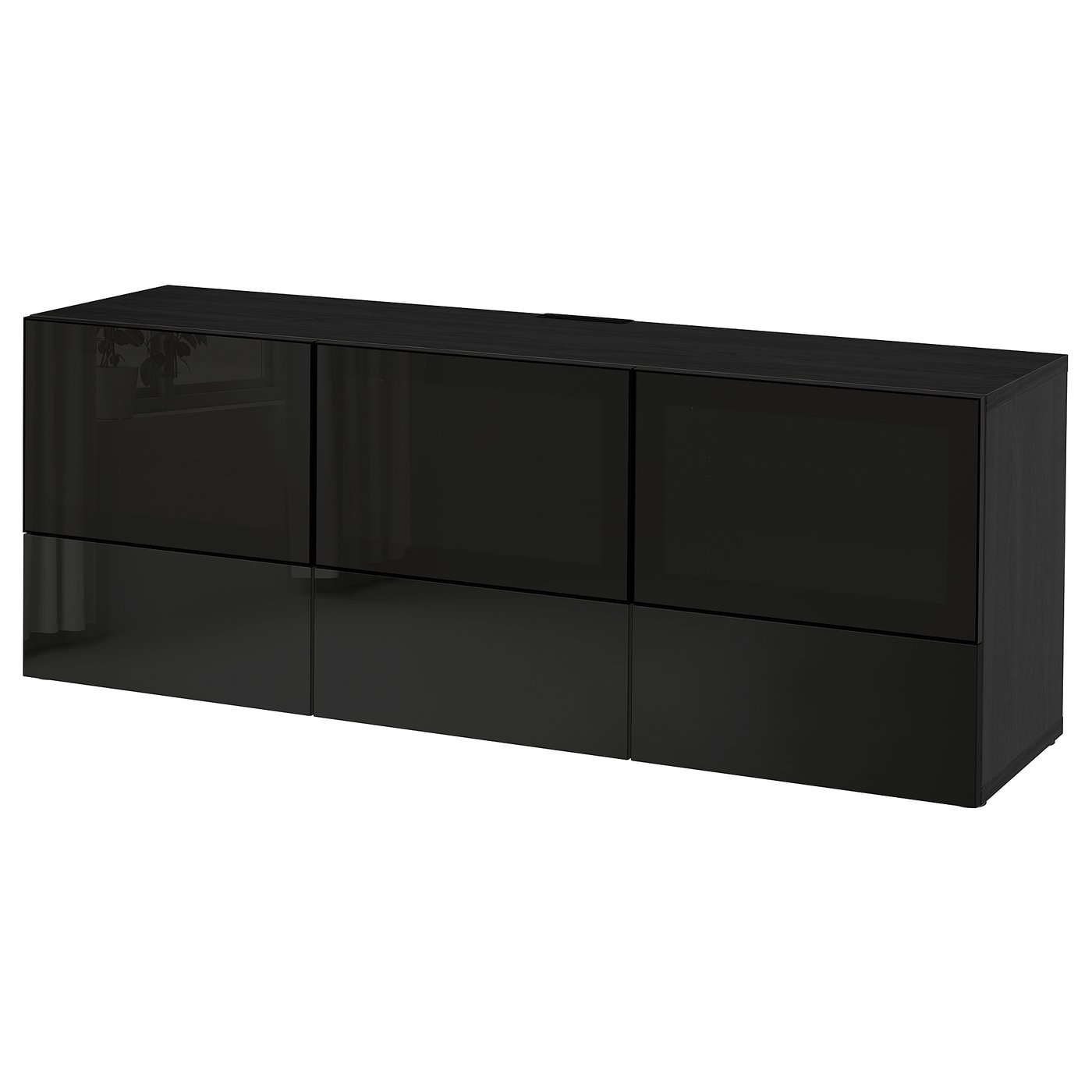 Besta Tv Bench With Doors And Drawers Black Brown Selsviken