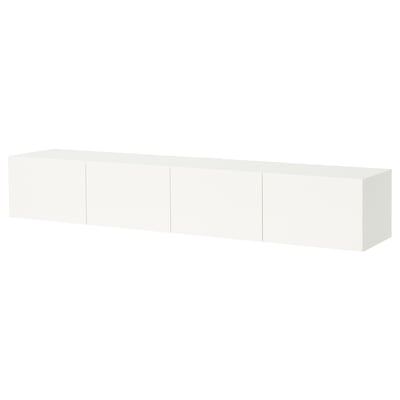 BESTÅ TV bench with doors, white/Selsviken high-gloss white, 240x42x38 cm