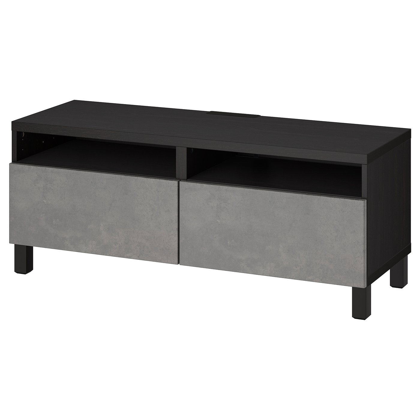 BESTÅ TV bench with drawers - black-brown/Kallviken/Stubbarp dark grey 120x42x48 cm