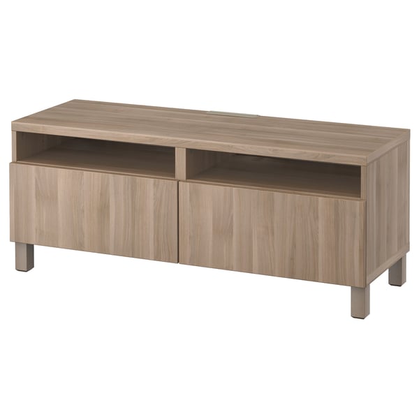 Besta Tv Bench With Drawers Lappviken Grey Stained Walnut Effect