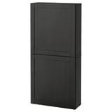 BESTÅ Wall cabinet with 2 doors, black-brown/Hanviken black-brown, 60x22x128 cm