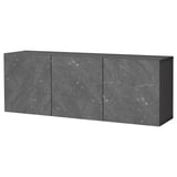 BESTÅ Wall-mounted cabinet combination, black-brown Bergsviken/black marble effect, 180x42x64 cm