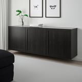 BESTÅ Wall-mounted cabinet combination, black-brown/Hanviken black-brown, 180x42x64 cm