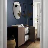 BESTÅ Wall-mounted cabinet combination, black-brown/Hjortviken brown, 180x42x64 cm