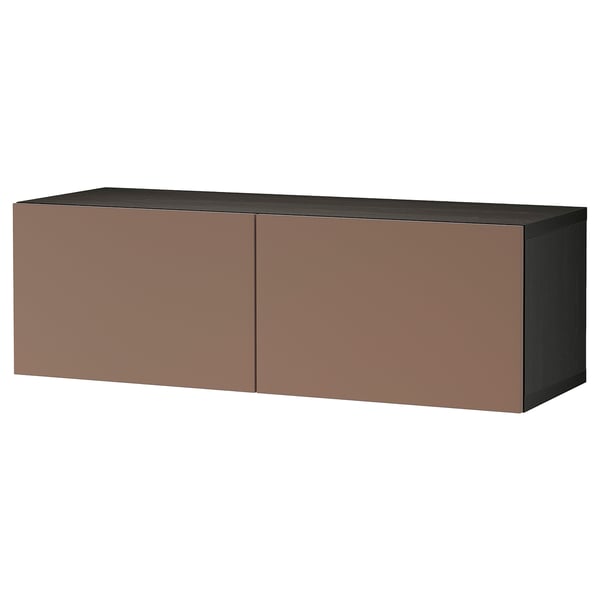 BESTÅ Wall-mounted cabinet combination, black-brown/Lappviken light grey-brown, 120x42x38 cm