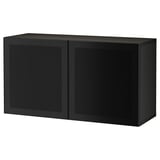 BESTÅ Wall-mounted cabinet combination, black-brown Mörtviken/black, 120x42x64 cm