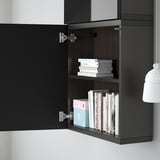 BESTÅ Wall-mounted cabinet combination, black-brown/Selsviken black, 60x22x64 cm