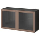 BESTÅ Wall-mounted cabinet combination, black-brown Sindvik/light grey-brown, 120x42x64 cm
