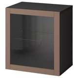 BESTÅ Wall-mounted cabinet combination, black-brown/Sindvik light grey-brown, 60x42x64 cm