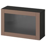 BESTÅ Wall-mounted cabinet combination, black-brown/Sindvik light grey-brown, 60x22x38 cm