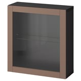 BESTÅ Wall-mounted cabinet combination, black-brown/Sindvik light grey-brown, 60x22x64 cm