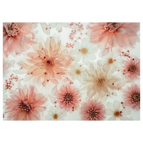BILD poster, soft pink and white flowers, delicate watercolour design on paper.