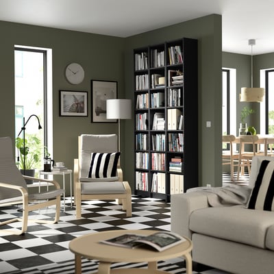 BILLY Bookcase comb with extension units, black oak effect, 120x28x237 cm
