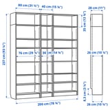 BILLY Bookcase comb with extension units, brown walnut effect, 200x28x237 cm
