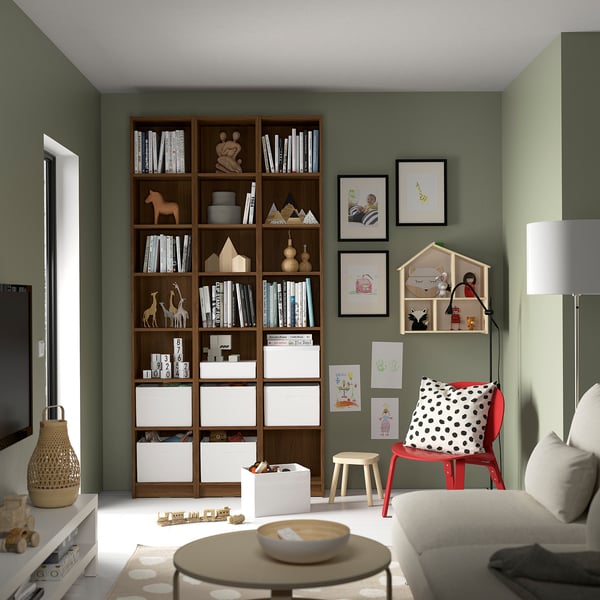BILLY Bookcase comb with extension units, brown walnut effect, 120x28x237 cm