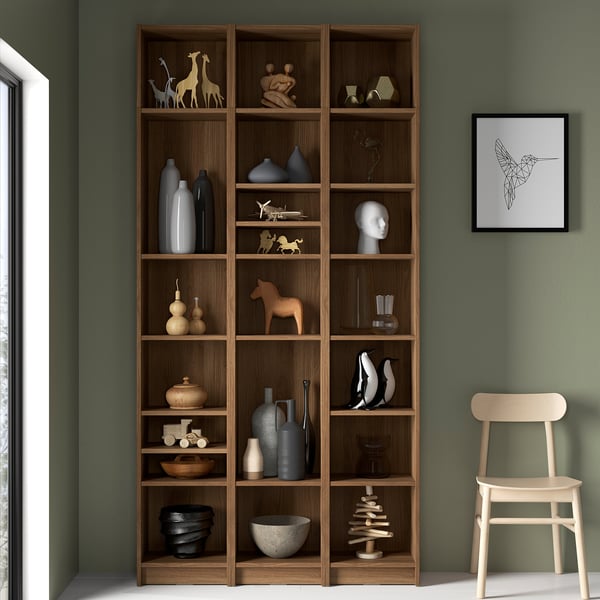 BILLY Bookcase comb with extension units, brown walnut effect, 120x28x237 cm
