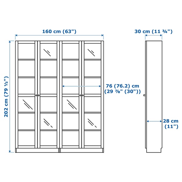 BILLY Bookcase, green, 160x30x202 cm