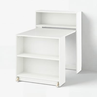 BILLY Bookcase with foldable table, white, 80x33/112x106 cm