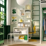 BILLY / EKET Bookcase comb w foldable table, white, 80x106 cm