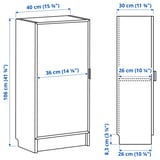BILLY / HÖGBO Bookcase combination w glass doors, white, 40x30x106 cm