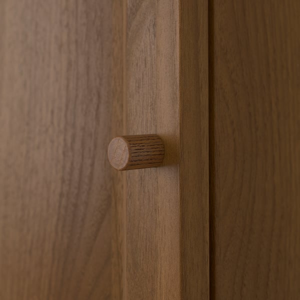 BILLY / OXBERG Bookcase with door, brown walnut effect, 40x30x106 cm