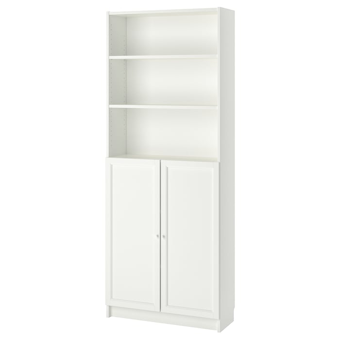 BILLY / OXBERG bookcase with doors, white, 80x30x202 cm IKEA