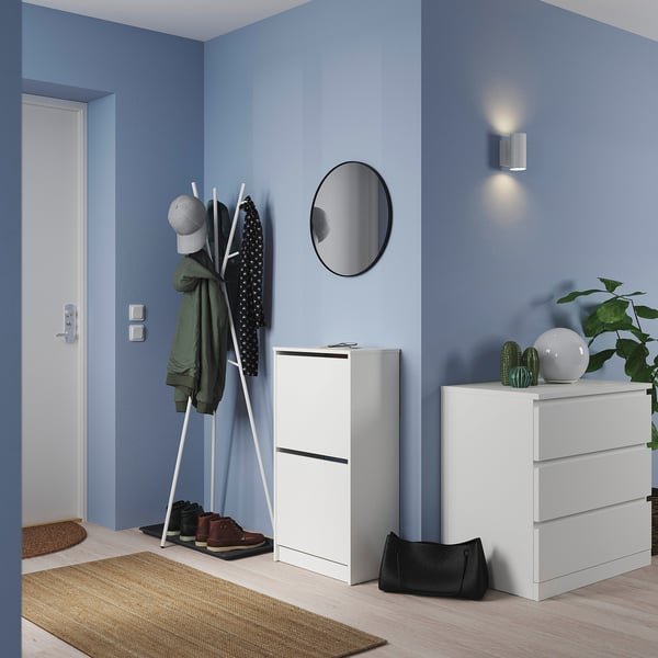 BISSA / EKRAR Hallway furniture, set of 4, white/grey