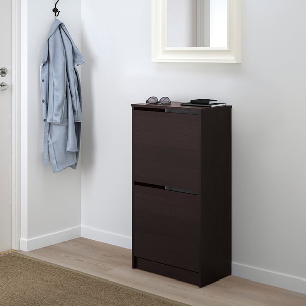 Bissa Shoe Cabinet With 2 Compartments Black Brown Ikea