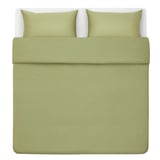 BJÖRKAL Duvet cover and 2 pillowcases, beige/green, 240x220/50x80 cm