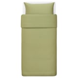 BJÖRKAL Duvet cover and pillowcase, beige/green, 150x200/50x80 cm