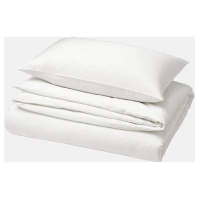 BJÖRKAL Duvet cover and pillowcase, white, 150x200/50x80 cm